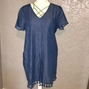 Boutique denim tassel dress